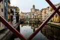 Panoramic shot of the Onyar River in Girona, Spain Royalty Free Stock Photo