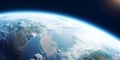 Panoramic shot of our beautiful planet earth globe with dark space background.Macro.AI Generative