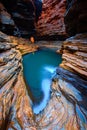 Panoramic shot of a pool in the weano gorge in karijini national park in Western Australia Royalty Free Stock Photo