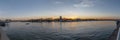 Panoramic shot of the port in Sava river, Belgrade, Serbia