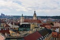 Panoramic shot of Prague city with beautiful towers and buildings