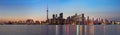 Panoramic shot of the skyline of Toronto city on a sunset Royalty Free Stock Photo