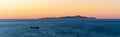 Panoramic shot of sunset and aegean