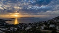 The panoramic shot of the sunset in Bodrum. Bodrum is one of the favorites in the field of the holiday resort in the