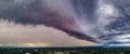 Panoramic Side of Menacing Apocalyptic Storm Front Shelf Cloud Rolling Over Frankston, Victoria, Australia, January 07, 2024 Royalty Free Stock Photo