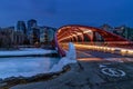 Illuminated Peace Bridge At Night