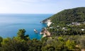 Panoramic sight of the famous Baia delle Zagare in the Gargano national park Royalty Free Stock Photo