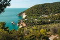 Panoramic sight of the famous Baia delle Zagare in the Gargano national park Royalty Free Stock Photo