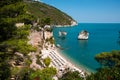 Panoramic sight of the famous Baia delle Zagare in the Gargano national park Royalty Free Stock Photo