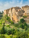 Panoramic sight of Pitigliano in a sunny summer afternoon. Province of Grosseto, Tuscany, Italy. Royalty Free Stock Photo