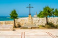 Panoramic sight in Vieste with lighthouse in the background. Province of Foggia, Puglia Apulia, Italy. Royalty Free Stock Photo