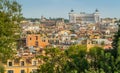 Panoramic sight from Villa Medici, with the Vittorio Emanuele II monument in the background. Rome, Italy. Royalty Free Stock Photo