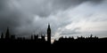 Panoramic silhouette of The Houses of Parliament and the Big Ben in London Royalty Free Stock Photo