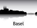 Panoramic Silhouette Skyline of Basel Switzerland Royalty Free Stock Photo