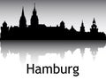 Panoramic Silhouette Skyline of Hamburg Germany Royalty Free Stock Photo