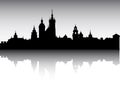 Panoramic Silhouette Skyline of Krakow Poland