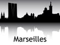 Panoramic Silhouette Skyline of Marseilles France