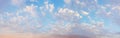 Panoramic sky with cloud. Beautiful pastel color morning horizon skyline landscape, nature background Royalty Free Stock Photo
