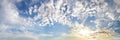 Panoramic sky clouds background. Beautiful sky with white clouds Royalty Free Stock Photo