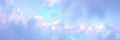 Panoramic Sky with Fluffy White Clouds and Bright Sunlight - Ideal Background Royalty Free Stock Photo