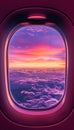 Panoramic sky horizon view through airplane window for a spectacular aerial experience Royalty Free Stock Photo