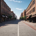 Panoramic skyline and buildings with empty concrete square floor made with Generative AI