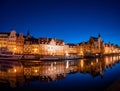 Panoramic skyline of Gdansk at night Royalty Free Stock Photo