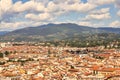 Panoramic skyline. Panorama of Florence, Italy, Europe. Italian architecture. Tourists walk in the old city. Aerial view. Travel Royalty Free Stock Photo