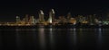 Panoramic skyline of San Diego, California at night Royalty Free Stock Photo