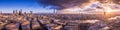 Panoramic skyline of south and east part of London with beautiful dramatic clouds and sunset - UK Royalty Free Stock Photo