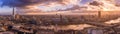 Panoramic skyline of south part of London with beautiful dramatic clouds and sunset - UK