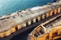 Panoramic skyline view of ancient defences of Valletta and the Grand Harbor, Malta Royalty Free Stock Photo