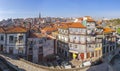 Panoramic skyline view of Ribeira - historical district of Porto city, Portugal