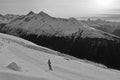 Panoramic snow-mountain view from Jakobshorn in Davos in the Swiss Alps