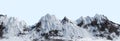 Panoramic snowy mountains range landscape. Isolated 3D rendered image. Royalty Free Stock Photo
