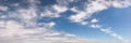 Panoramic soft wispy cloudy sky with blue sky