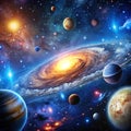 Panoramic Space Scene with Stars, Nebula, and Galaxy Elements from NASA Royalty Free Stock Photo