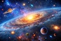 Panoramic Space Scene with Stars, Nebula, and Galaxy Elements from NASA Royalty Free Stock Photo