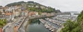 Panoramic view spanish traditional fishing harbor village in Mutriku. Spain Royalty Free Stock Photo