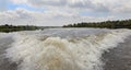 Panoramic speedboat wash Kerala Backwaters