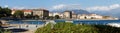 Panoramic spring cityscape of Ajaccio town and beach . Splendid morning scene of Corsica island, France, Europe Royalty Free Stock Photo