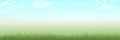 Panoramic Spring and summer scene grass meadow with clear blue skies with clouds background Royalty Free Stock Photo