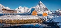 Panoramic spring view of Sakrisoy village, Norway