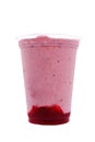 Panoramic still life of colorful frozen fruit granita drinks flowing in plastic takeaway cups with ice cream straws