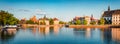 Panoramic summer cityscape of Wroclaw, Poland, Europe. Amazing morninf view of famous Tumski island with cathedral of St. John on Royalty Free Stock Photo