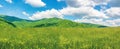 Panoramic summer countryside in mountains Royalty Free Stock Photo