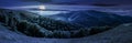 Panoramic summer landscape in Carpathians at night