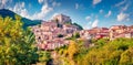 Panoramic summer view of Caracciolo di Brienza Castle.