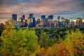 Panoramic Sunrise Clouds Over Downtown Calgary Royalty Free Stock Photo