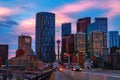 Sunrise Sky Over Downtown Calgary Commutes Royalty Free Stock Photo